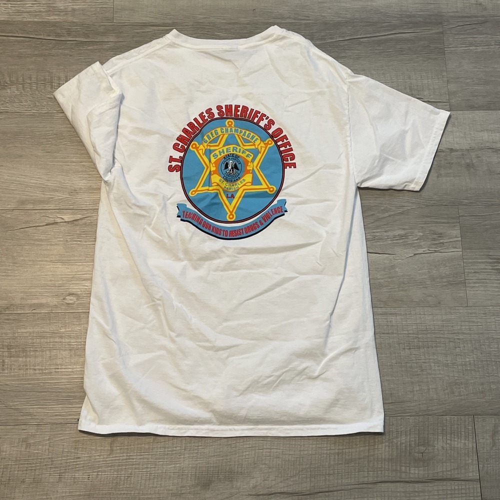DARE T-shirt Small white Y2k St charles parish sheriif badge Print Unworn‎ - Picture 3 of 6